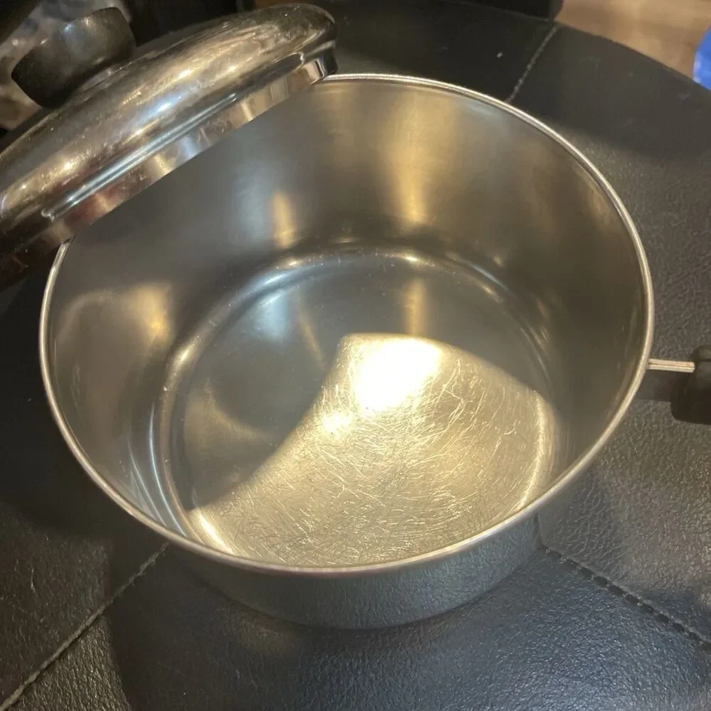 Revere Ware 1 Qt  Copper Bottom Stainless Double Ring Sauce Pan w LID 2363973